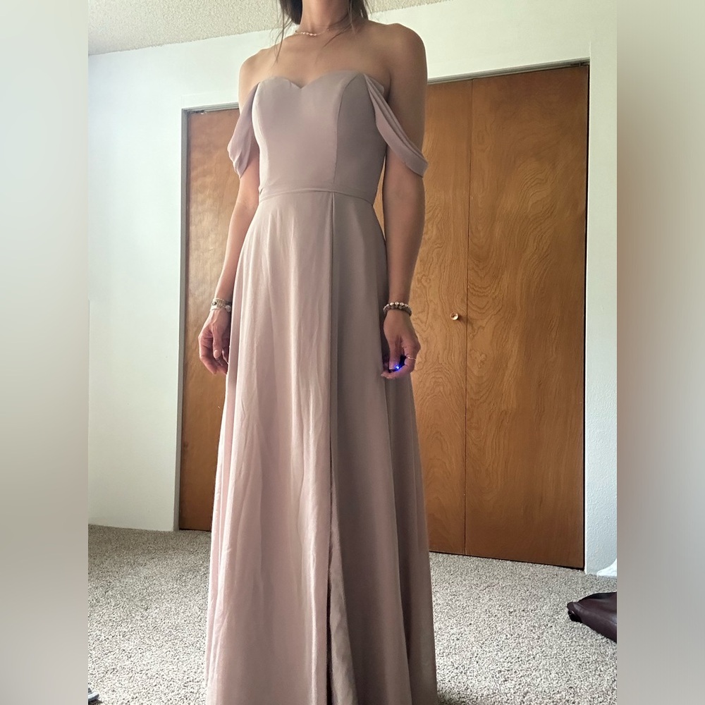 Azazie bridesmaid dress. Muted mauve.
